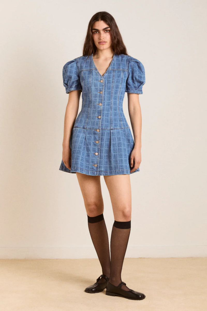Adeline Shell Mini Dress Laser Check
