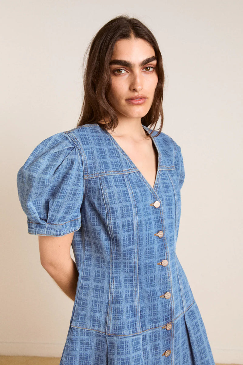 Adeline Shell Mini Dress Laser Check