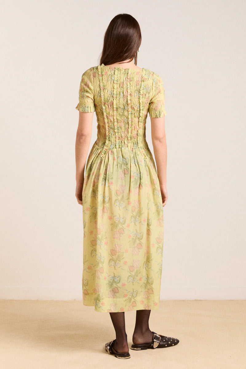 Raphaela Midi Dress Sheer Olive