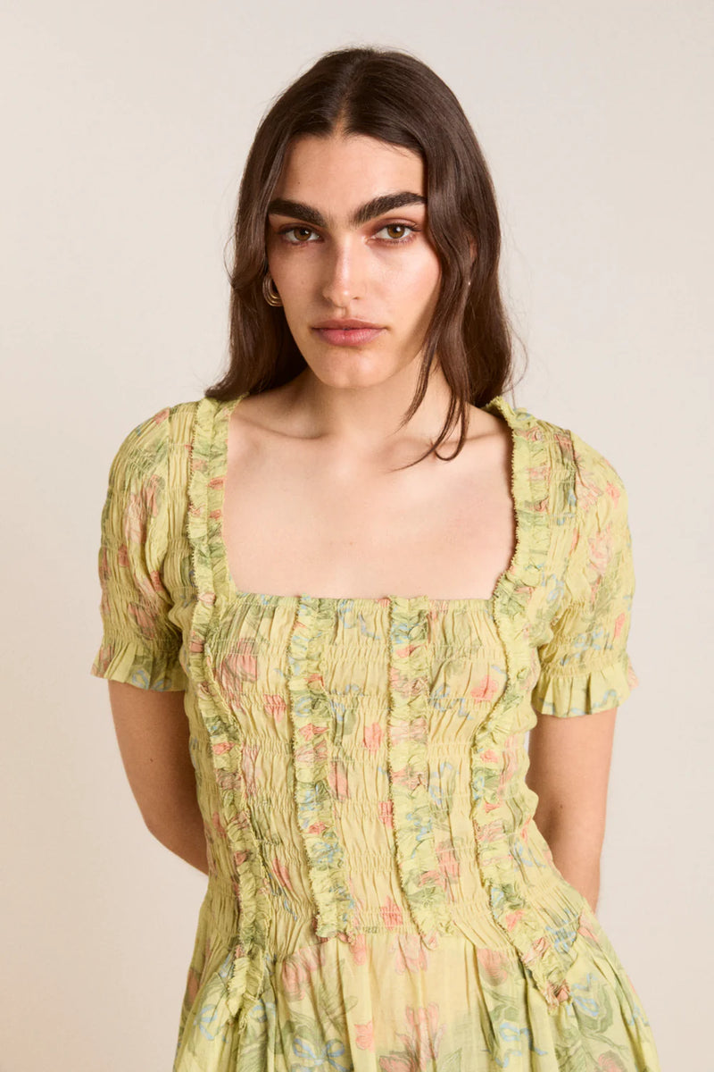 Raphaela Midi Dress Sheer Olive