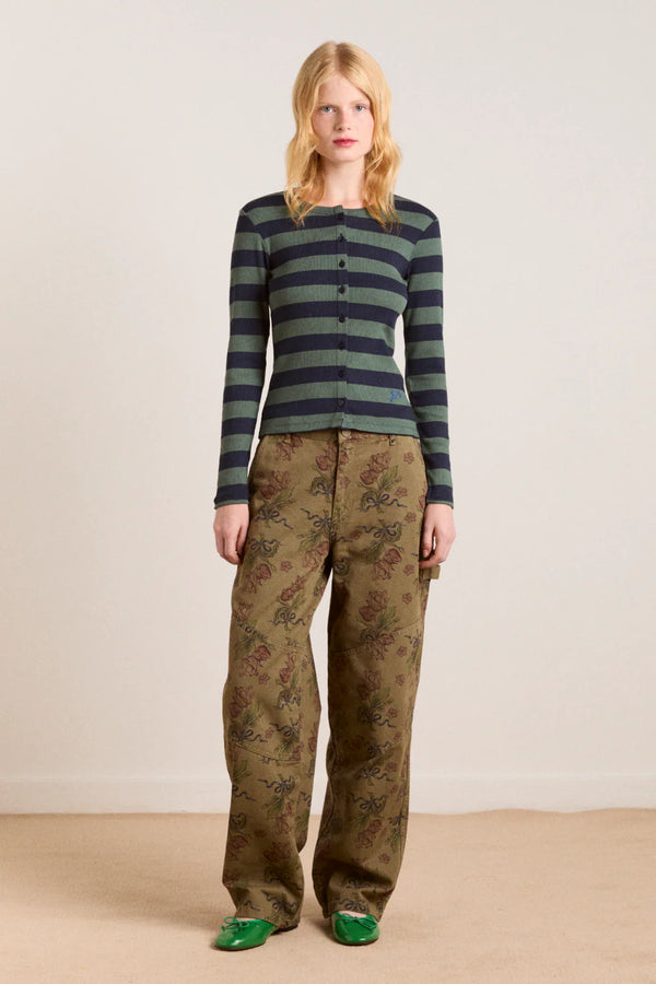 Sybil Stripe Crew Cardigan