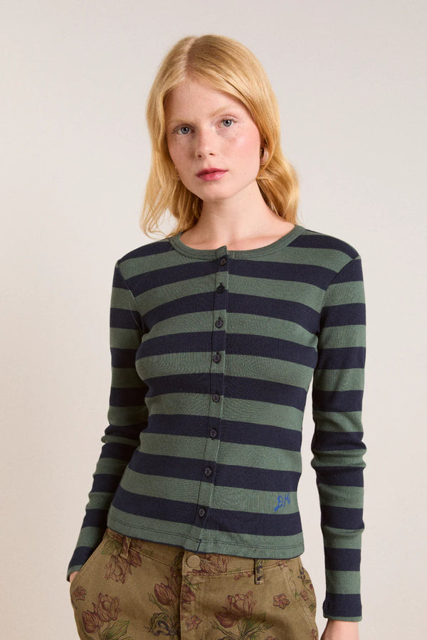 Sybil Stripe Crew Cardigan