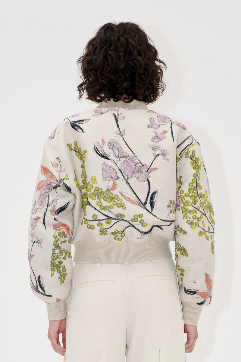 Woven Jacquard Crop Dropped Shoulder Bomber
