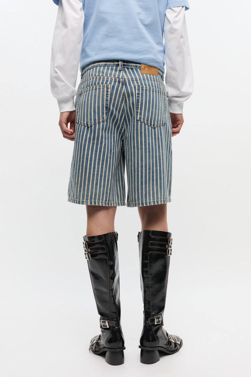 Light Stripe Denim Shorts