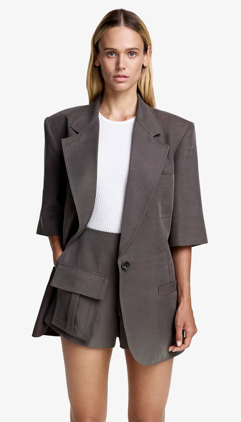 Short Sleeve Oversized Blazer Mink