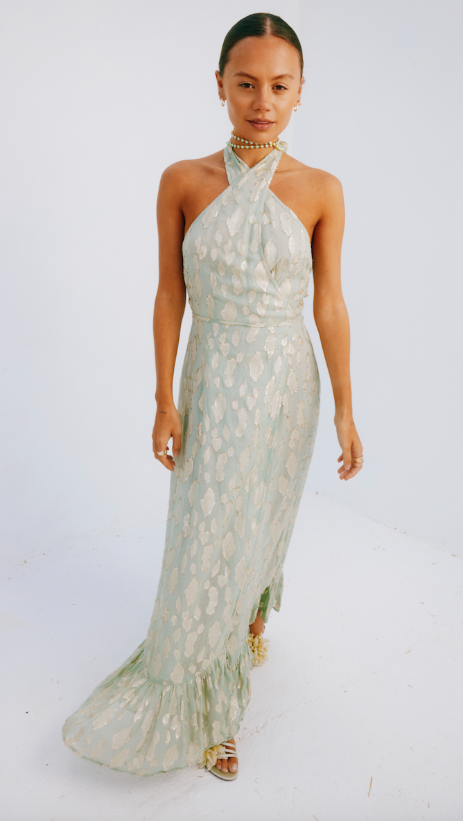 Sage Freya Jacquard Maxi Dress