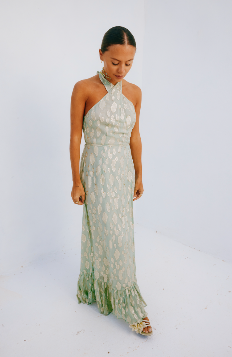Sage Freya Jacquard Maxi Dress