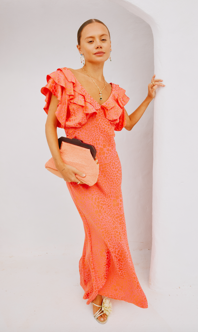 Tilda Dress: Pink Animal Jacquard