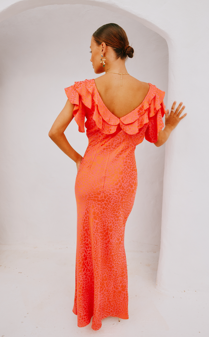 Tilda Dress: Pink Animal Jacquard
