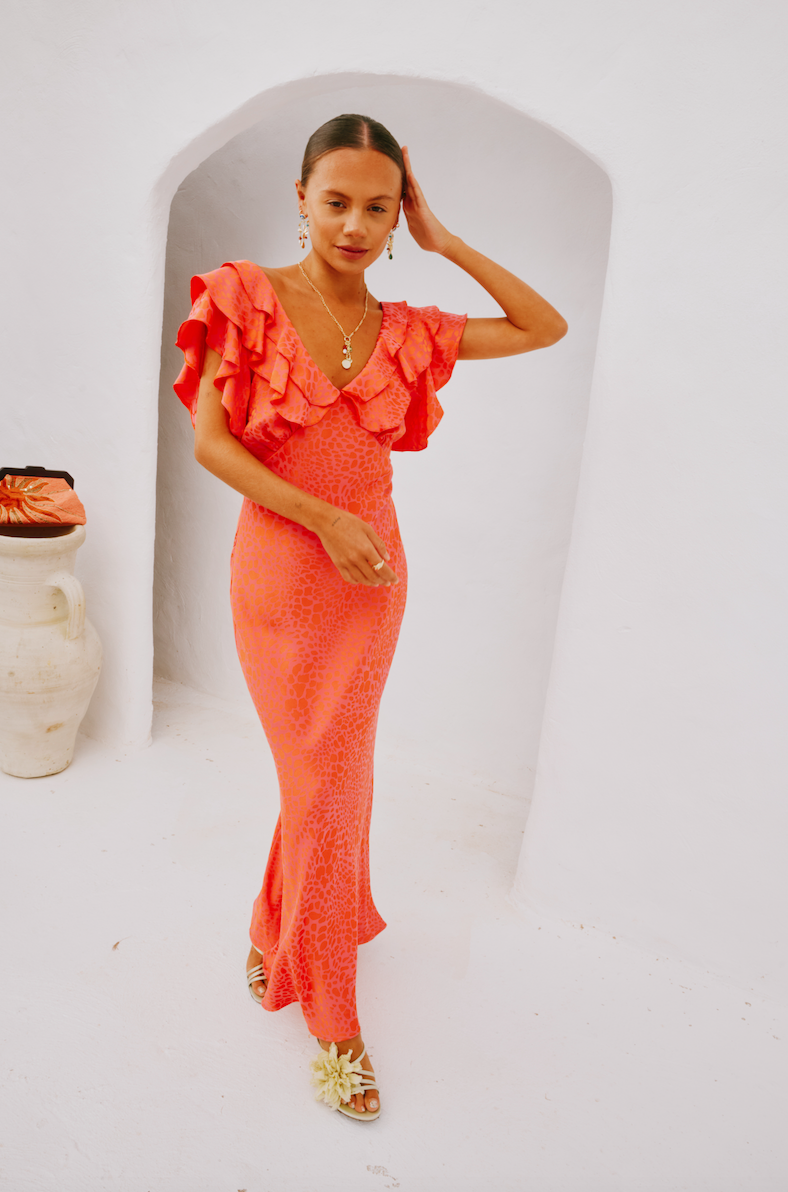 Tilda Dress: Pink Animal Jacquard