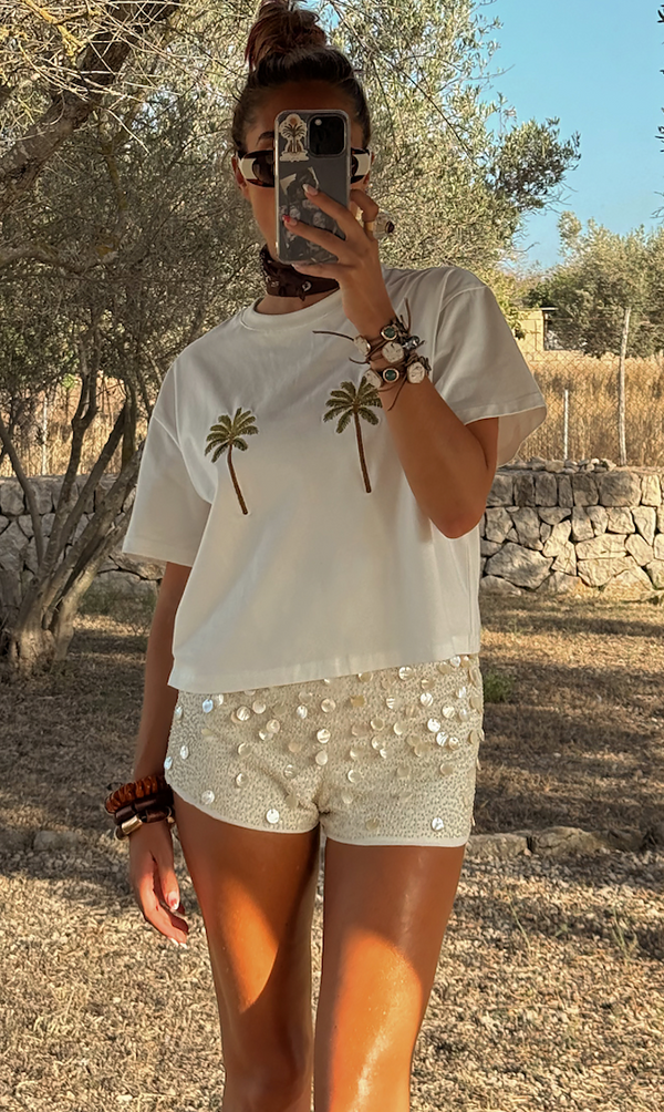 Embroidered Palm Boob T Shirt