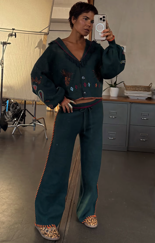 Bottle Green Wide Leg Pants