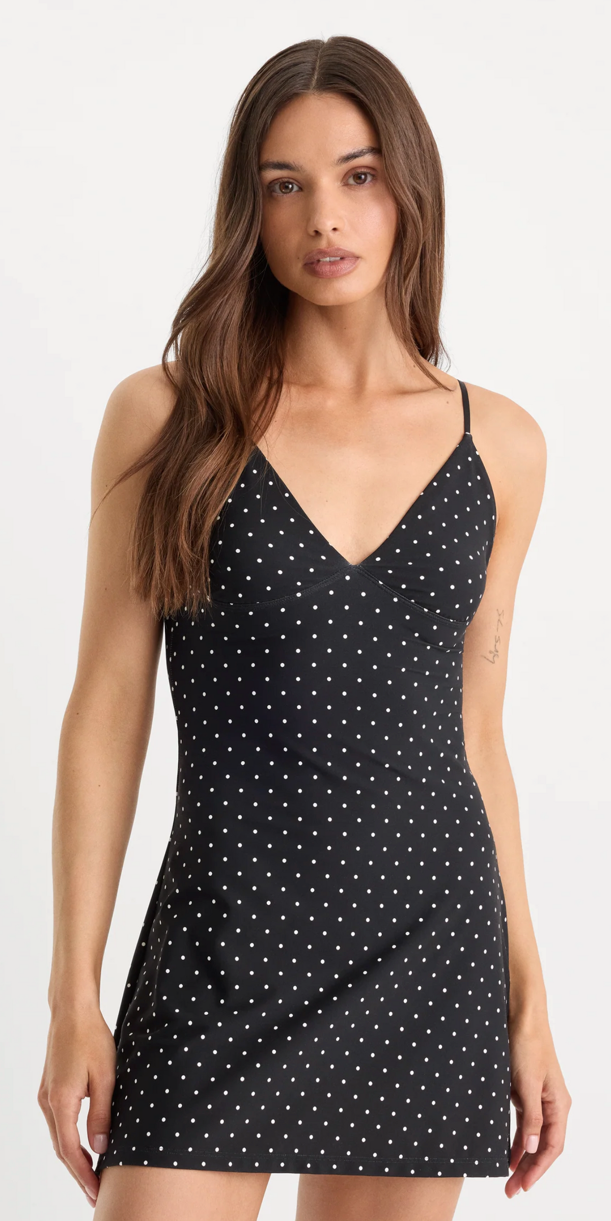 sculpt knit cami dress Good American Weightless Sculpting Mini Dress in Black