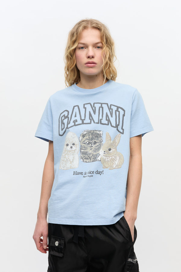 GANNI ♥ Basic Cotton Jersey Animals Relaxed T-shirt Basic Cotton Jersey Animals Relaxed T-Shirt – Altitude