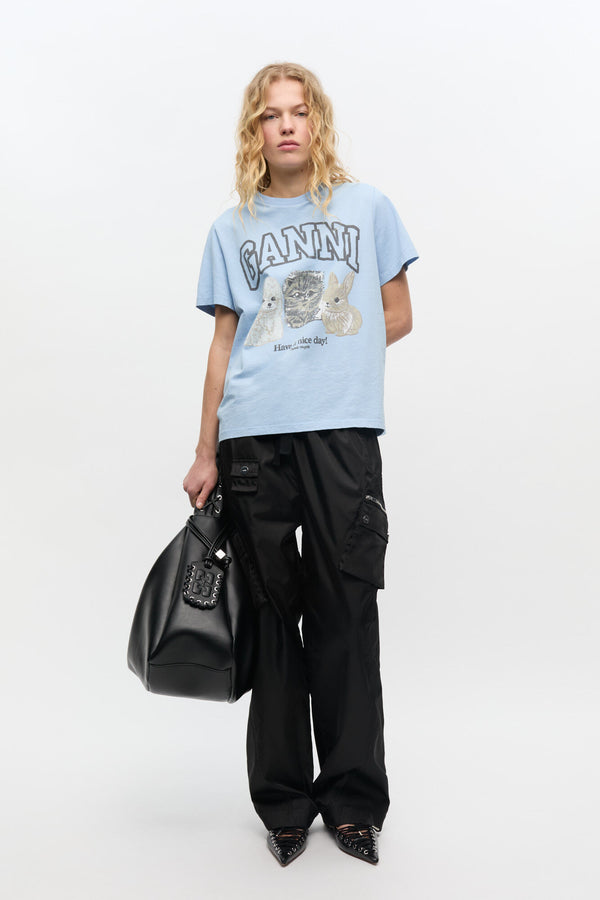 Basic Cotton Jersey Animals Relaxed T-Shirt