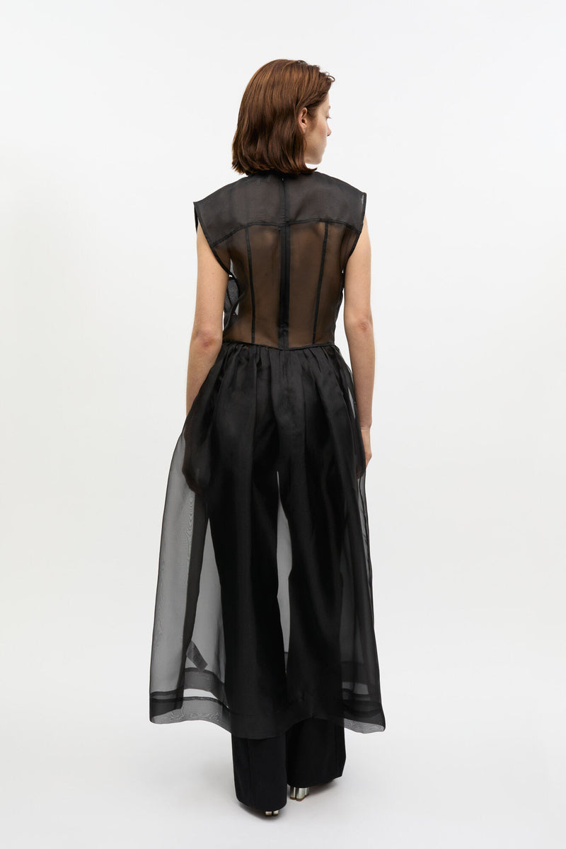 Technical Organza Corset Midi Dress