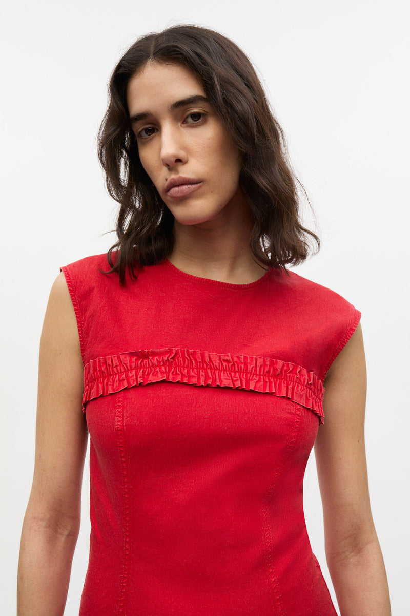Washed Stretch Cotton Corset Mini Dress