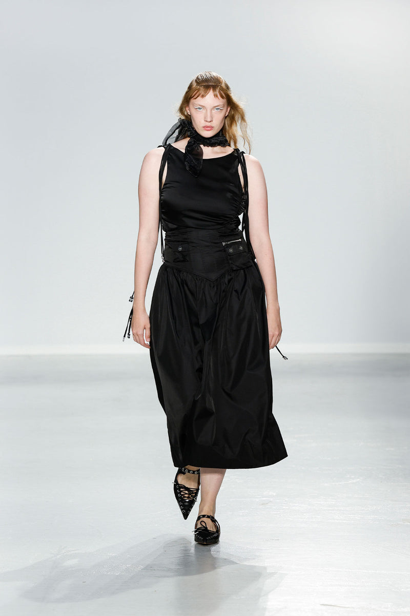 Duchess Nylon Long Pocket Skirt