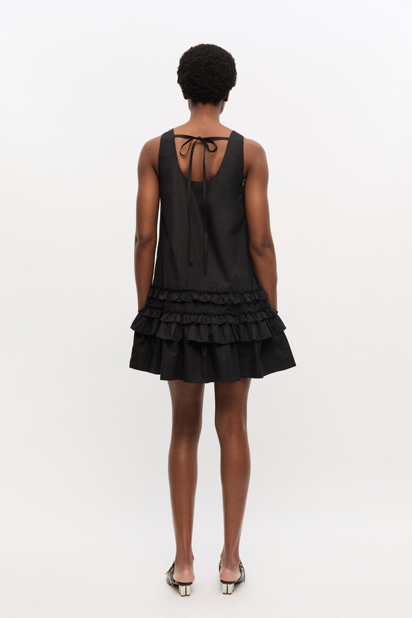 Cotton Poplin U-Neck Mini Dress