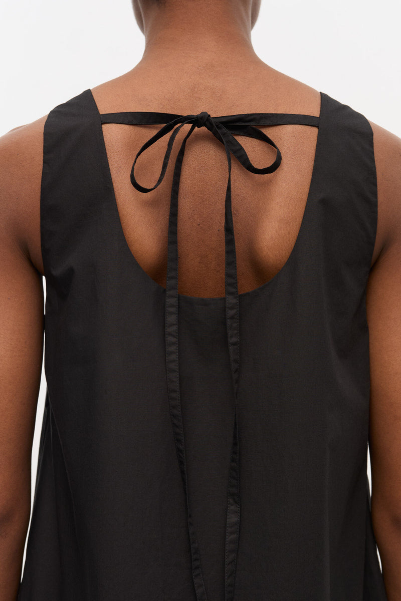 Cotton Poplin U-Neck Mini Dress