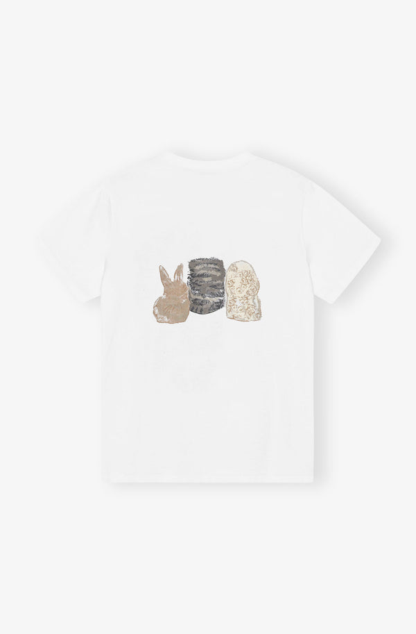 Basic Cotton Jersey Animals Relaxed T-Shirt Bright White