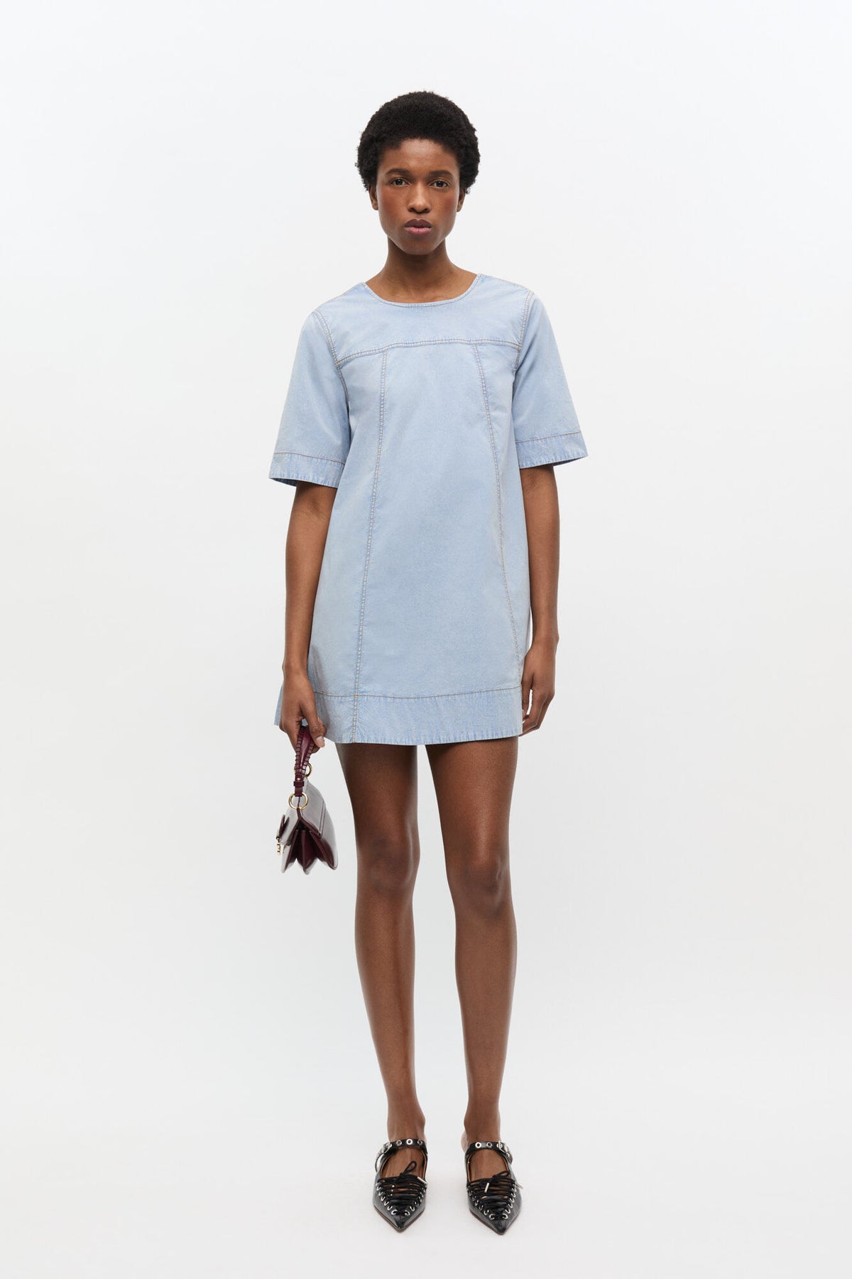 Washed Stretch Cotton A-Line Mini Dress Altitude Designer Clothing Store - Jackson Hole Wyoming Washed Stretch Cotton A-Line Mini Dress Altitude Designer Clothing Store - Jackson Hole Wyoming